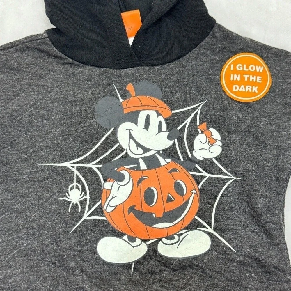 Disney Baby Hoodie Jogger Set 12M Charcoal Mickey Mouse Pumpkin Halloween Glow‎